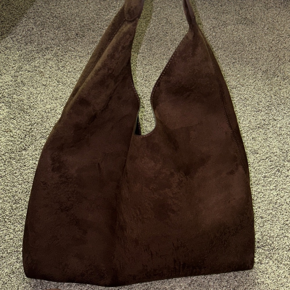 GAP Brown Vegan Suede Slouchy Tote Bag - Picture 6 of 8